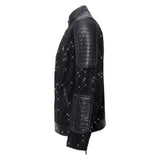 Midnight Spark PU Leather Moto Jacket BLACK/BLACK