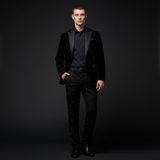 Barocco Valent Noir Men's Velvet Blazer - Black