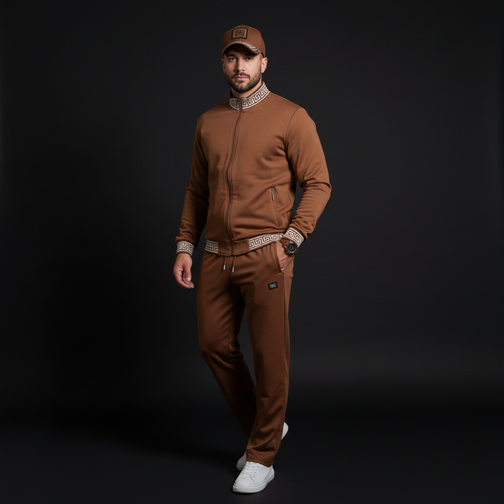 Barocco Imperial Trim Men's Lounge Set - Brown