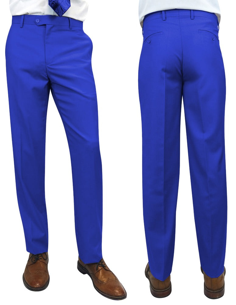 Men’s Royal slim fit flat-front pants super 150’s wool STATEMENT SUITS PL-100