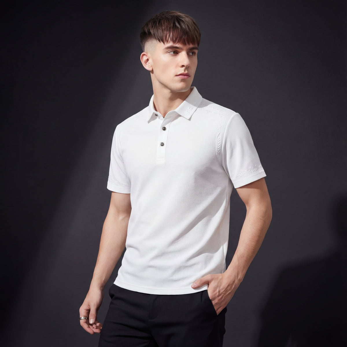 Ornate Trim Polo WHITE