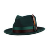 Green Madison Australian Wool Fedora Hat with diamond dent crown and snap brim, from Franky Fashion