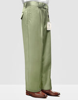 Men’s Apple Green wide leg pants made from Italian 180’s Super Fine Wool by Statement Suits