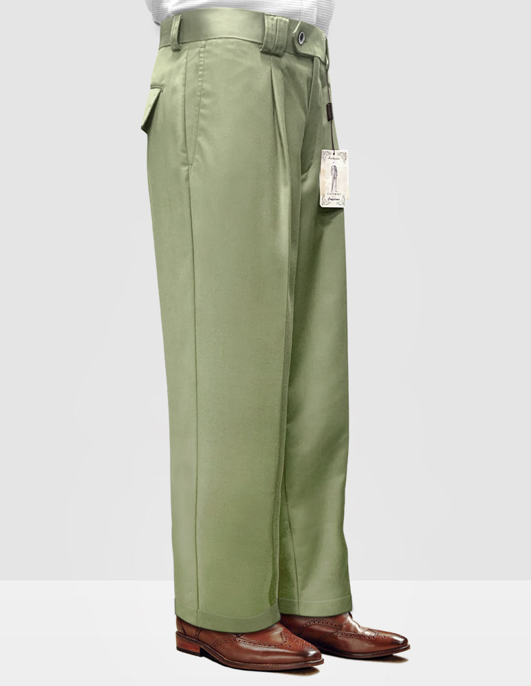 Men’s Apple Green wide leg pants made from Italian 180’s Super Fine Wool by Statement Suits