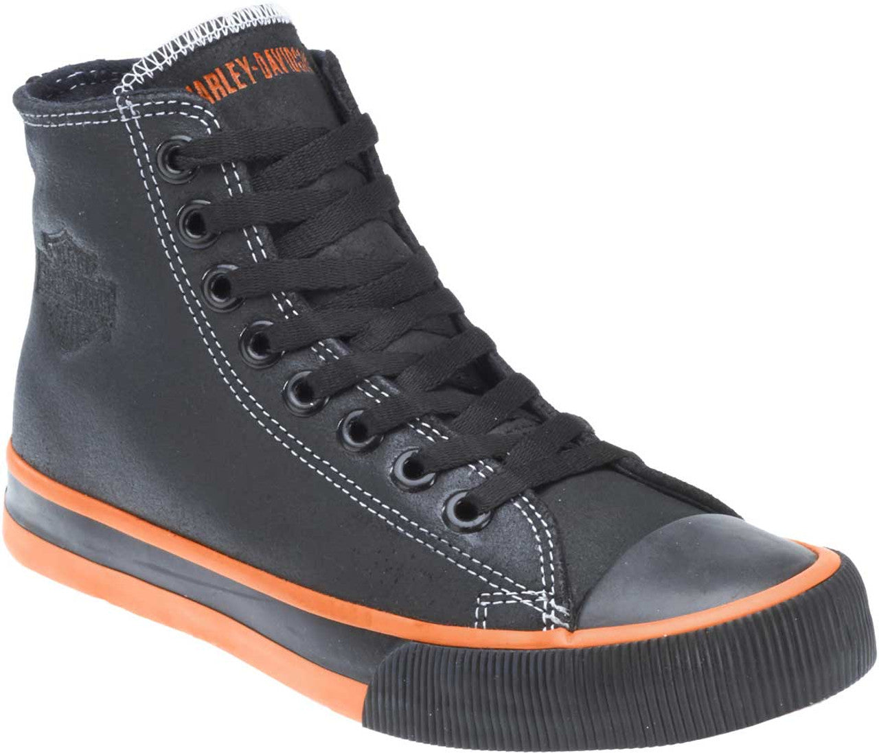Men's Black and Orange Harley Davidson Nathan Motorcycle Sneakers Regular Fit