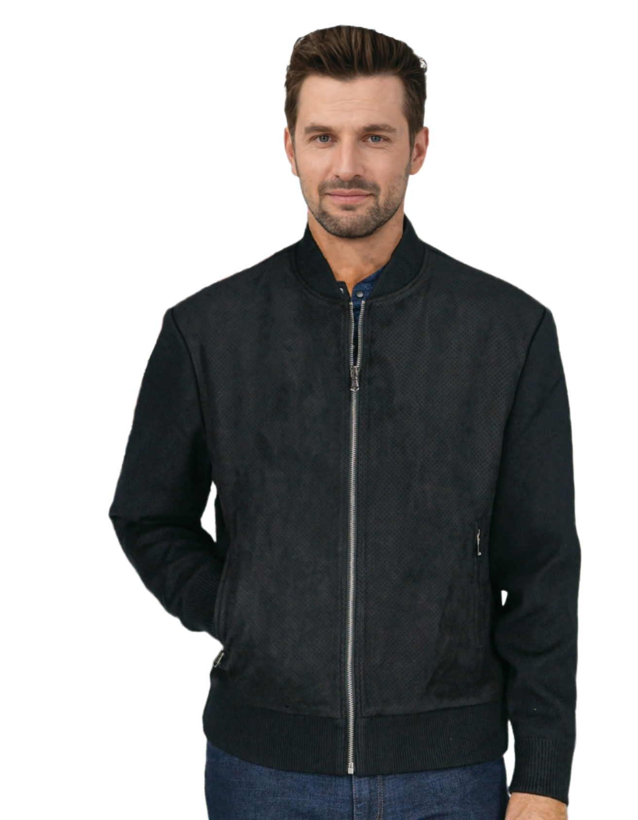 Men’s Olive Green Modern Fit Short Fall Jacket by Gruppo Bravo – Style GRU067760JACKET DUBLIN – Lightweight zip jacket for fall or spring.