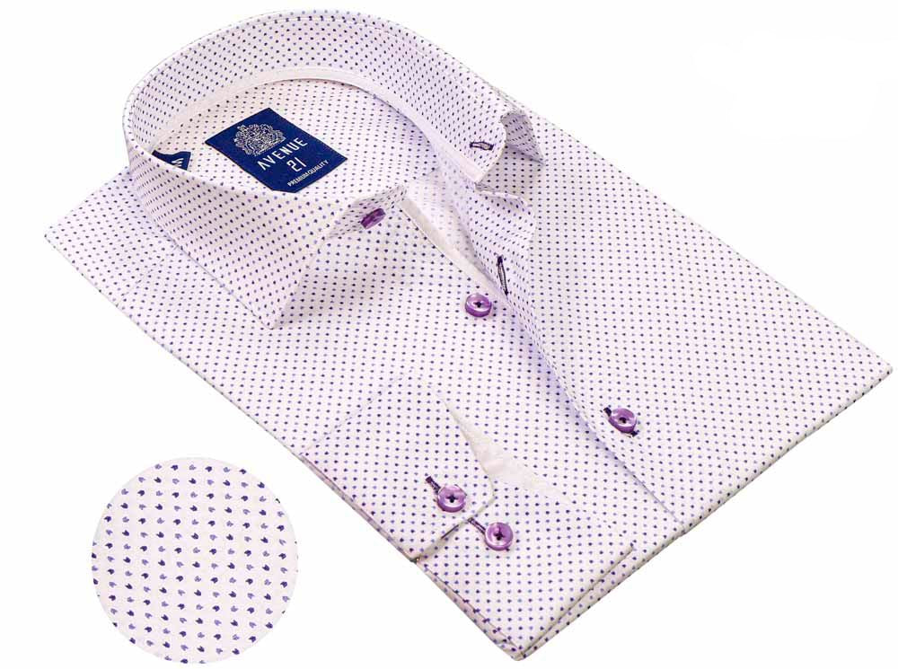 Avenue 21 Men’s European Modern Fit Lilac Cotton Shirt – Long Sleeves, Made in Turkey