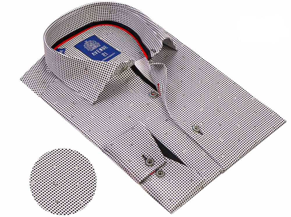 Avenue 21 Men’s European Modern Fit Black Button-Down Long Sleeve Cotton Shirt – Made in Turkey