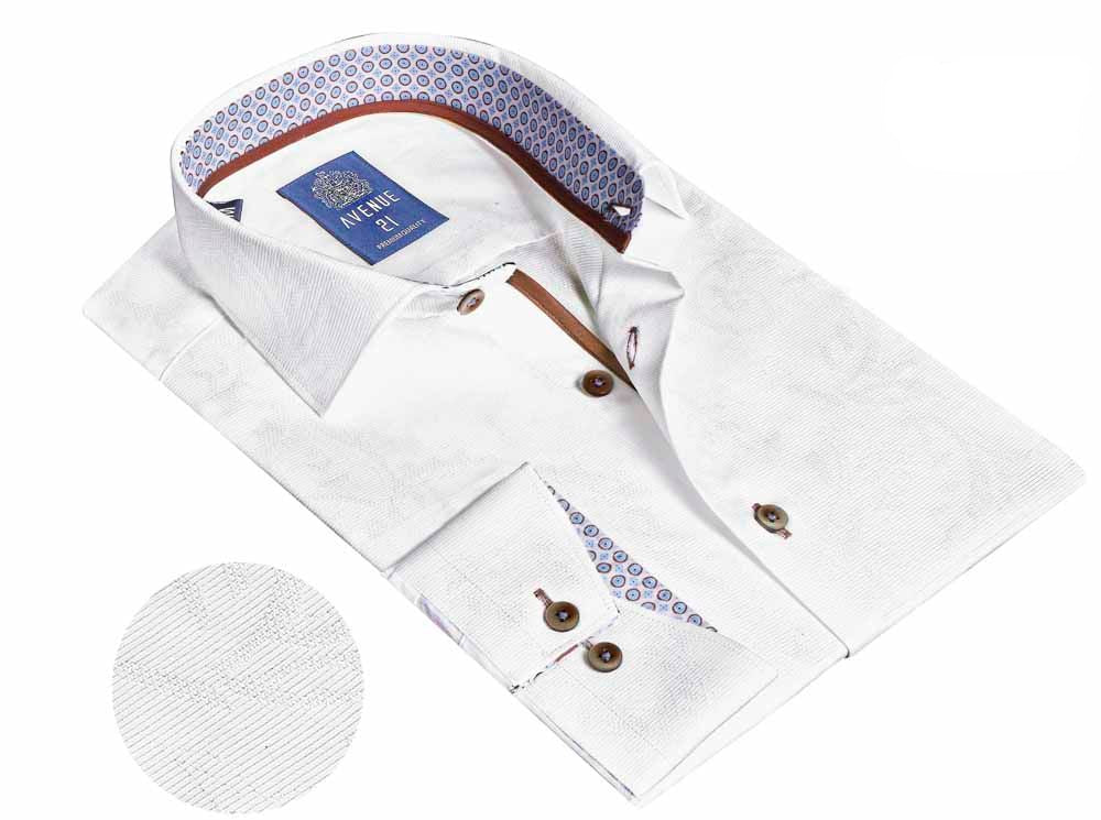 Avenue 21 Men’s European Modern Fit White Button-Down Long Sleeve Cotton Shirt – Made in Turkey