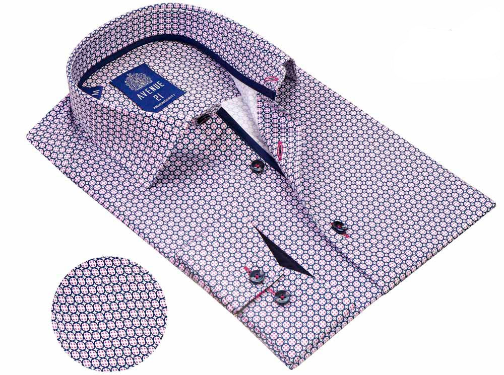 Avenue 21 Men’s European Modern Fit Lavender Button-Down Long Sleeve Cotton Shirt – Made in Turkey
