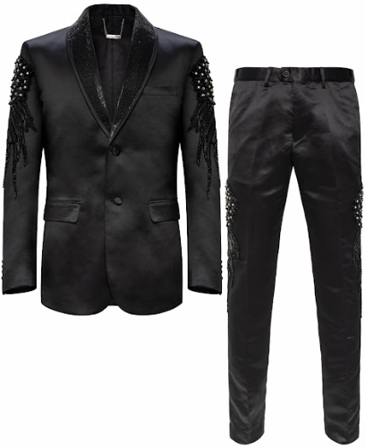 Barocco Star Strut Men's Embellished Suit Set - Black