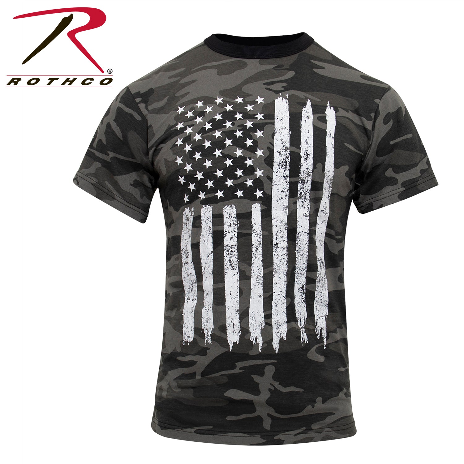 Rothco Camo US Flag T-Shirt - Black Camo - FrankyFashion.com