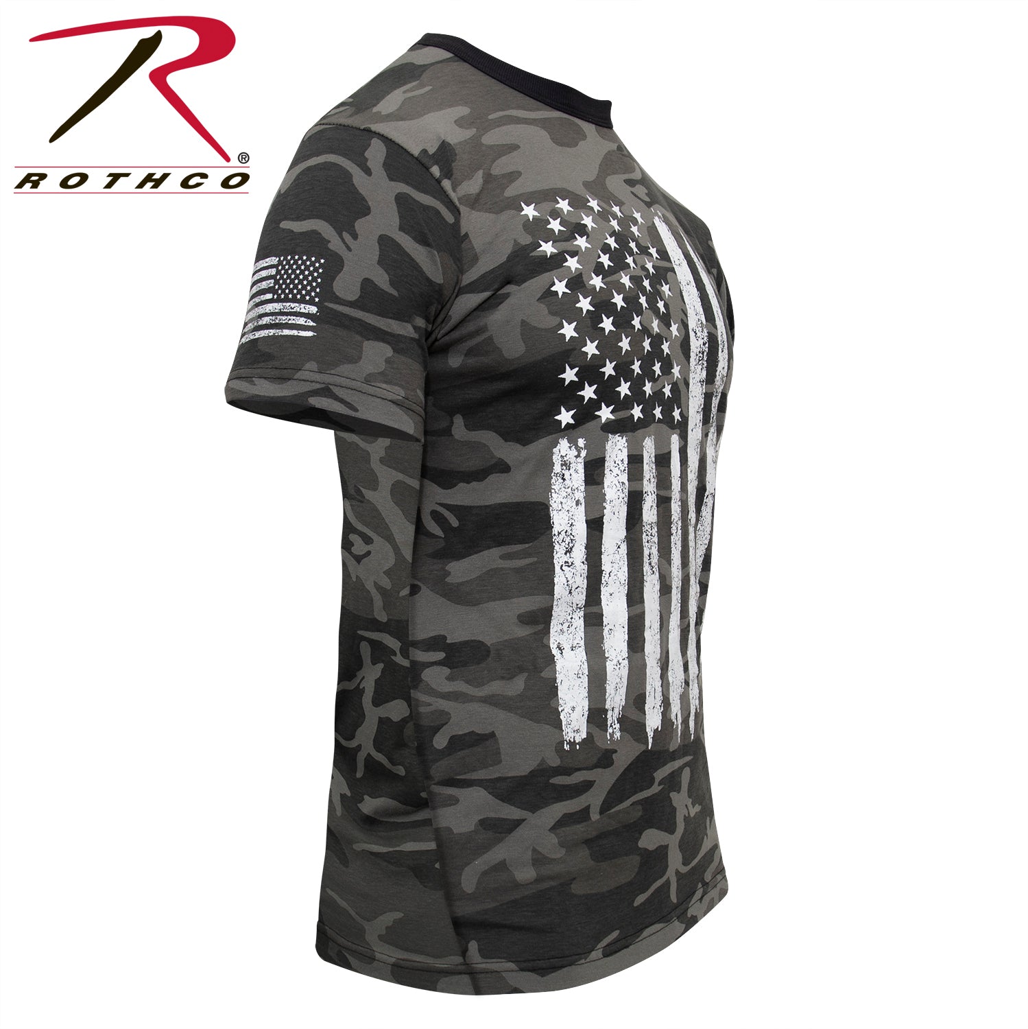 Rothco Camo US Flag T-Shirt - Black Camo - FrankyFashion.com