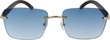 Frameless Sunglasses |Wooden Style Temples | Adjustable Nose Pads | 100% UV Protection | 2686