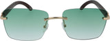 Frameless Sunglasses |Wooden Style Temples | Adjustable Nose Pads | 100% UV Protection | 2686