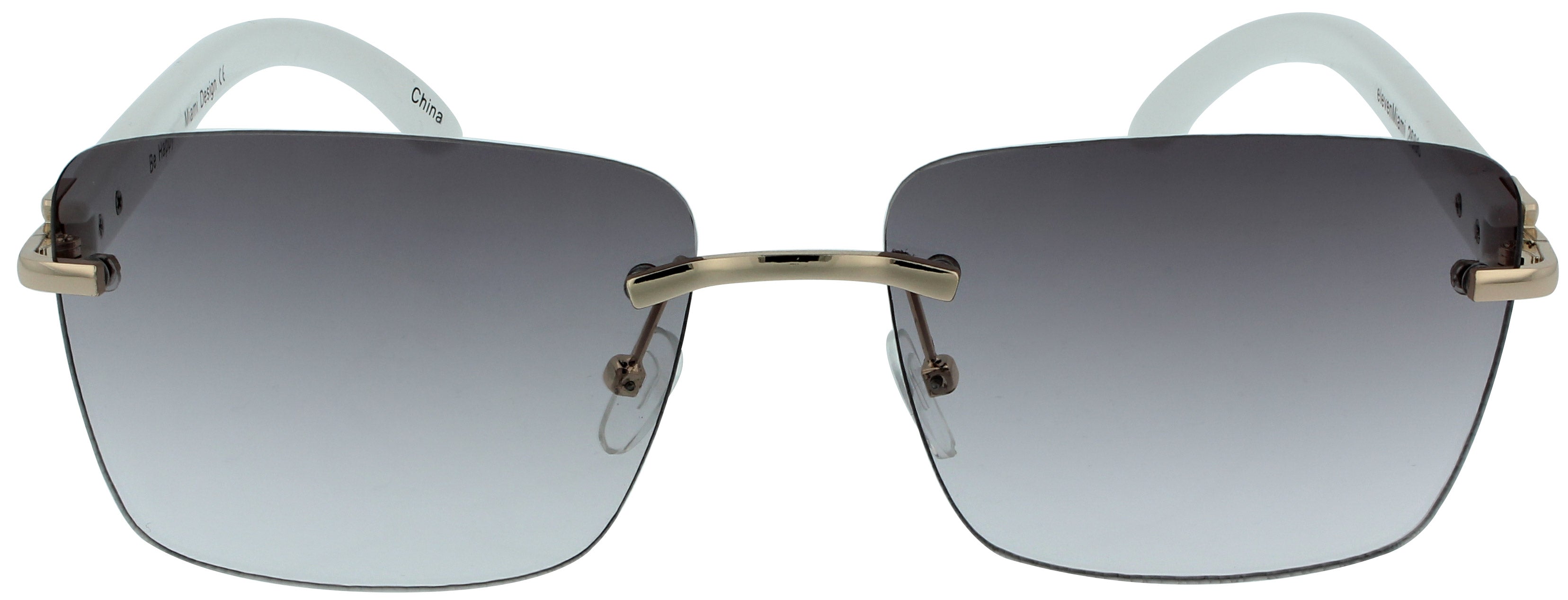 Frameless Sunglasses |Wooden Style Temples | Adjustable Nose Pads | 100% UV Protection | 2686