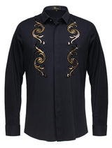 Barocco Men's Button Down Shirt Time Out BLACK/GOLD | B309