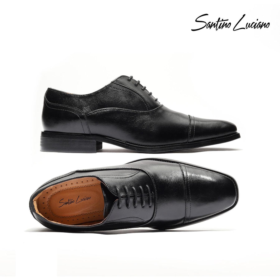 Santino Luciano Men's Laced Oxford | Black | Cognac | C-481