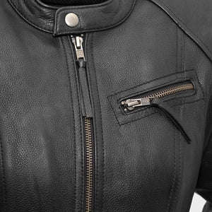 Fashionista - Women's Motorcycle Leather Jacket - FrankyFashion.com