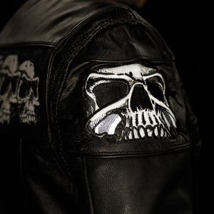 Savage Skulls - Men's Motorcycle Leather Jacket - FrankyFashion.com