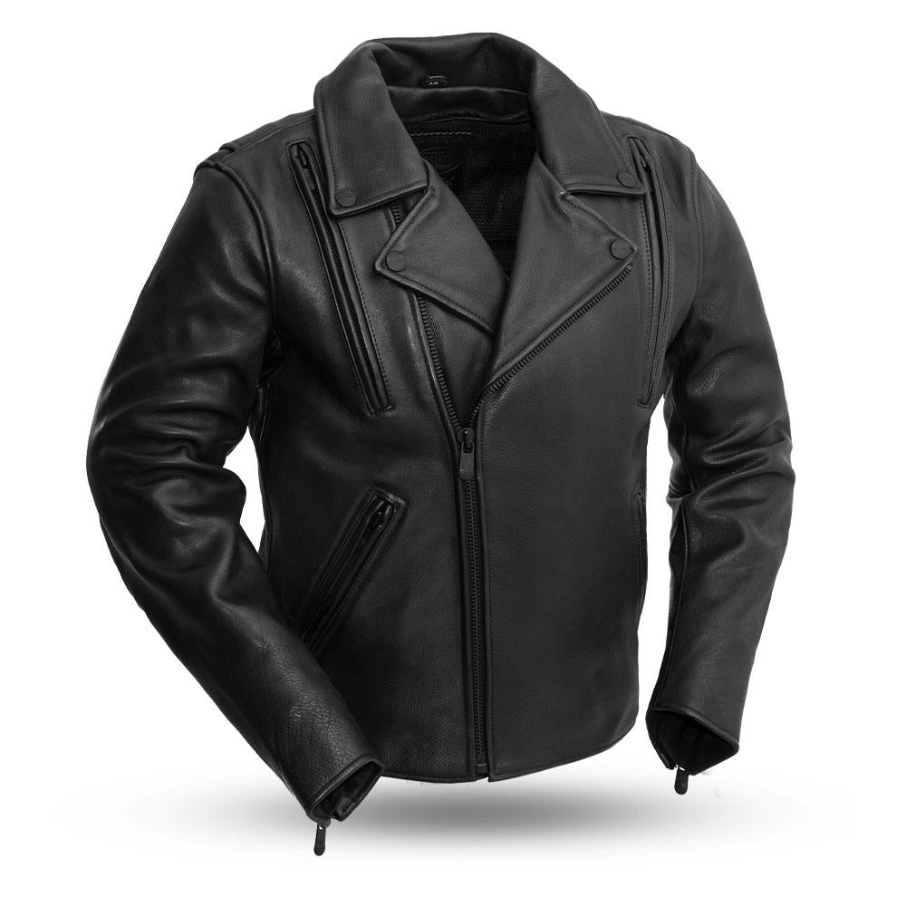 Night Rider - Men's Leather Motorcycle Jacket - FrankyFashion.com