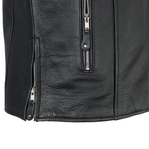 Ace - Clean Cafe Style Men's Leather Jacket - FrankyFashion.com