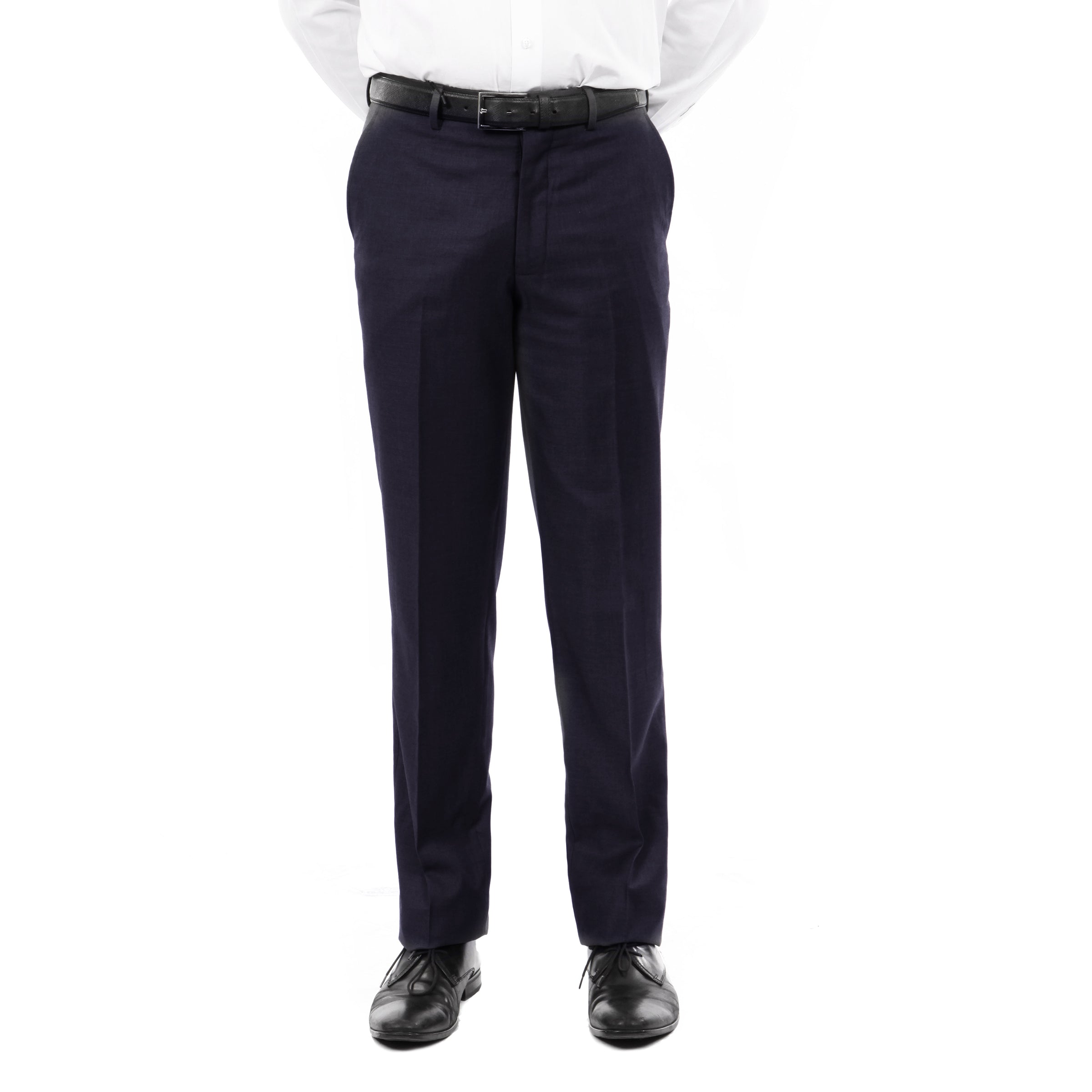 Demantie Navy Performance Stretch Wool Dress Pants For Men