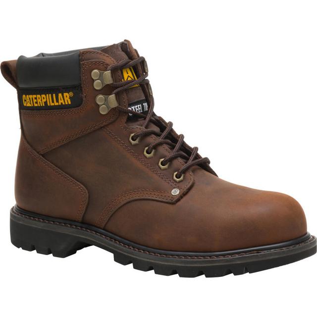 Caterpillar Steel Toe Work Boots Second Shift Dark Brown | P89586
