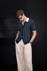 ModStripe Knit Shirt NAVY/WHITE