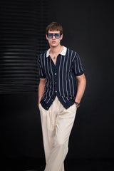 ModStripe Knit Shirt NAVY/WHITE