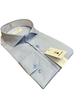 Experience superior tailoring with ARON IMANI's Men's Button Down Dress Shirt, Slim Fit, European Made. | 114 Sky Blue