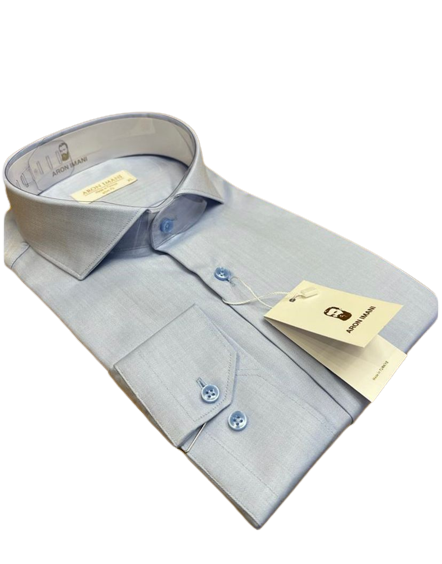 Experience superior tailoring with ARON IMANI's Men's Button Down Dress Shirt, Slim Fit, European Made. | 114 Sky Blue