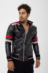 Men’s Black Textured Short Fall Jacket – Slim Fit | David & Gerenzo | 20679