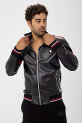 Men’s Black Textured Short Fall Jacket – Slim Fit | David & Gerenzo | 20679