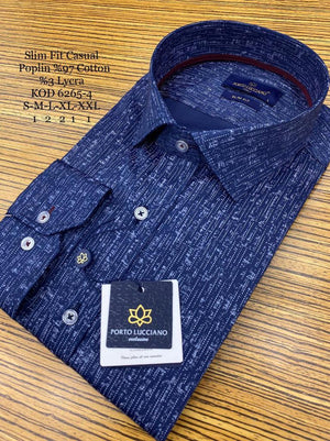 Men's Formal Shirt Long Sleeves | European Made | Navy | 6265