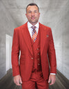 Men’s Brick 3pc suit modern fit Italian Super 200’s wool flat front pants gold buttons STATEMENT SUITS AMIRI