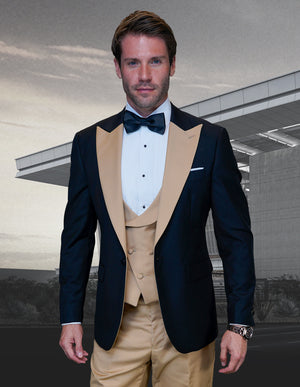 3pc Tuxedo Suit,modern Fit Flat Front Pants. Super 150's Italian Fabric| ARYA| Champagne