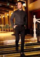 Barocco Downtown Nights Men's 4-Way Stretch Shirt - Black/Gold