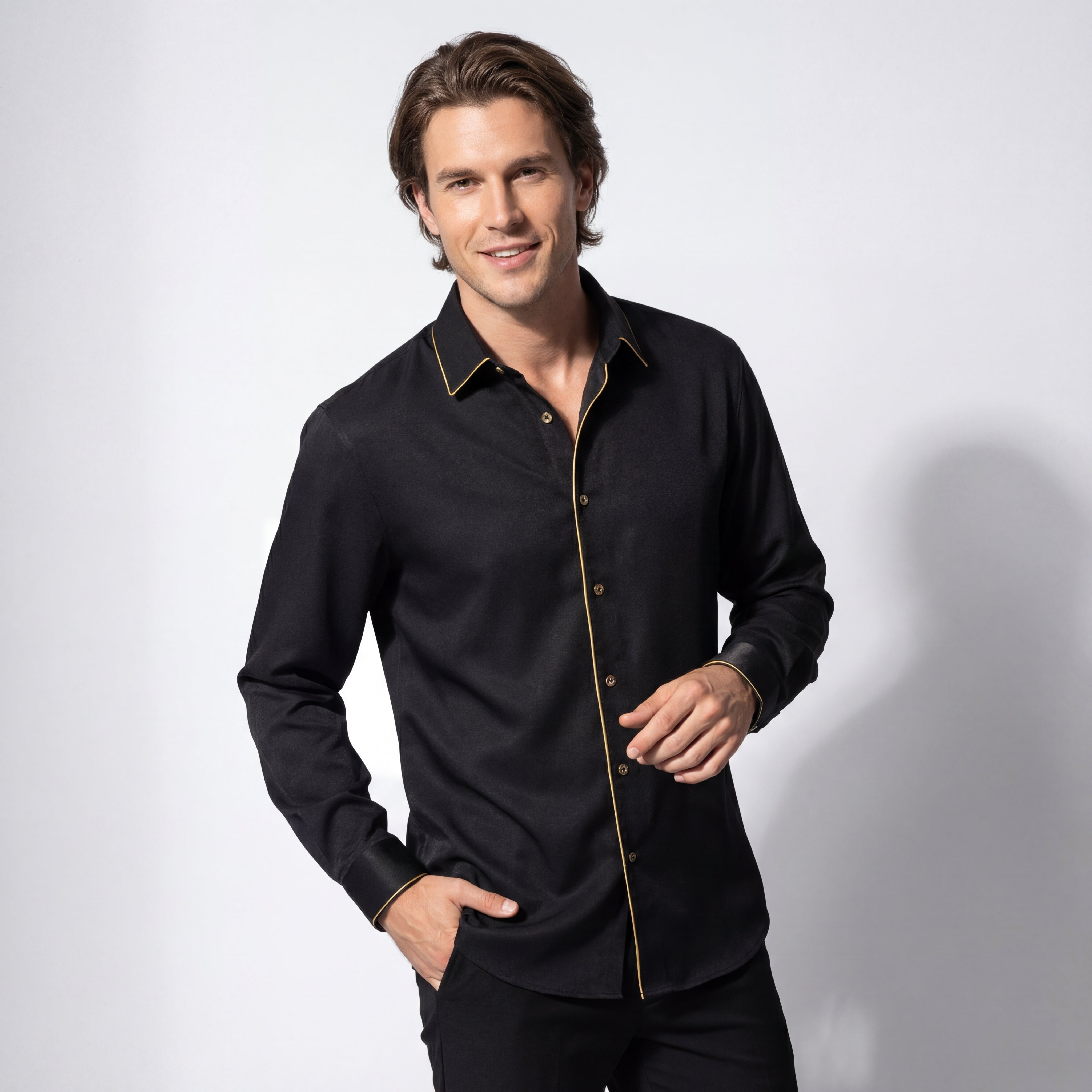 Imperial Essence Button-Up Shirt BLACK/GOLD