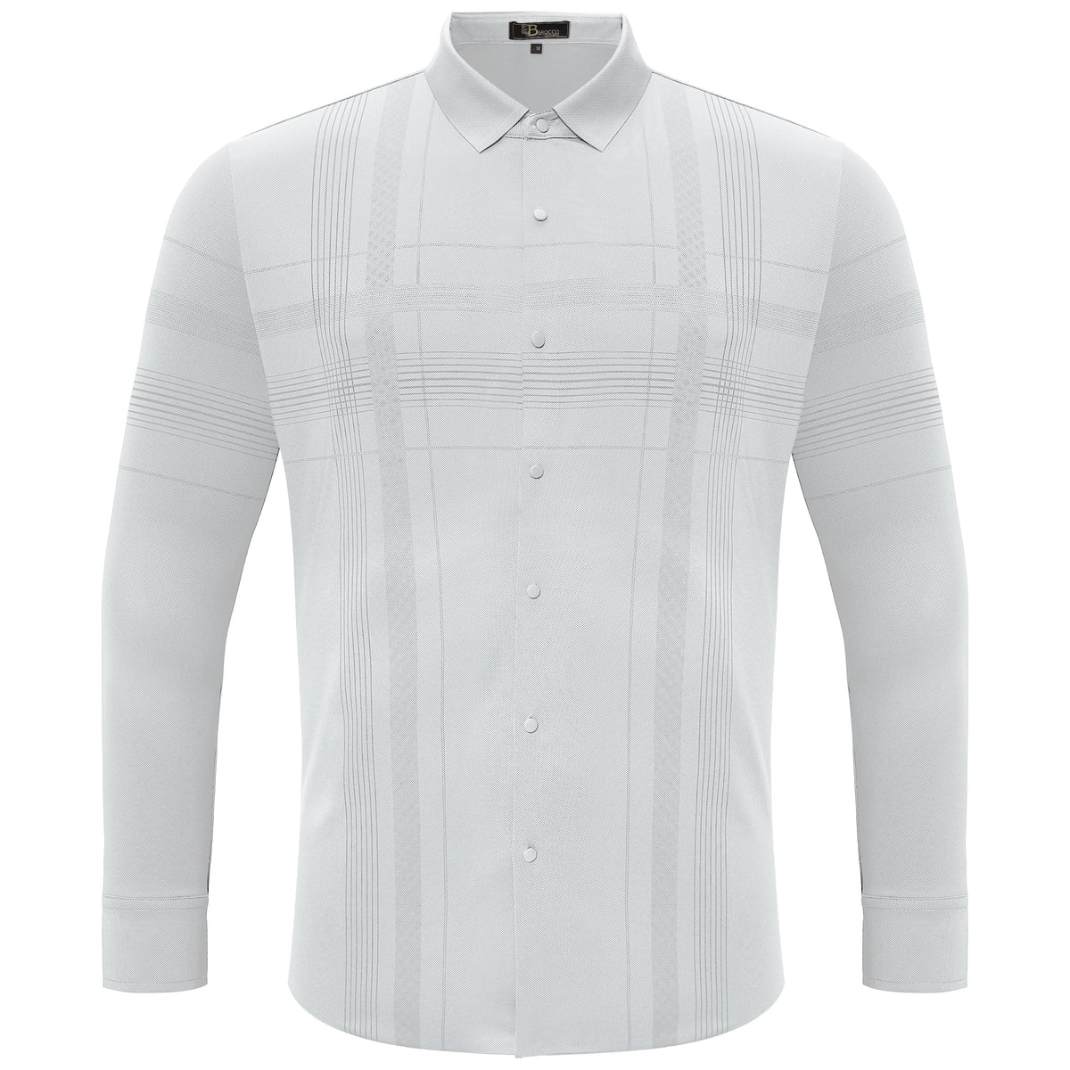 Barocco Noble Knight Men's 4-Way Stretch Plaid Shirt - White
