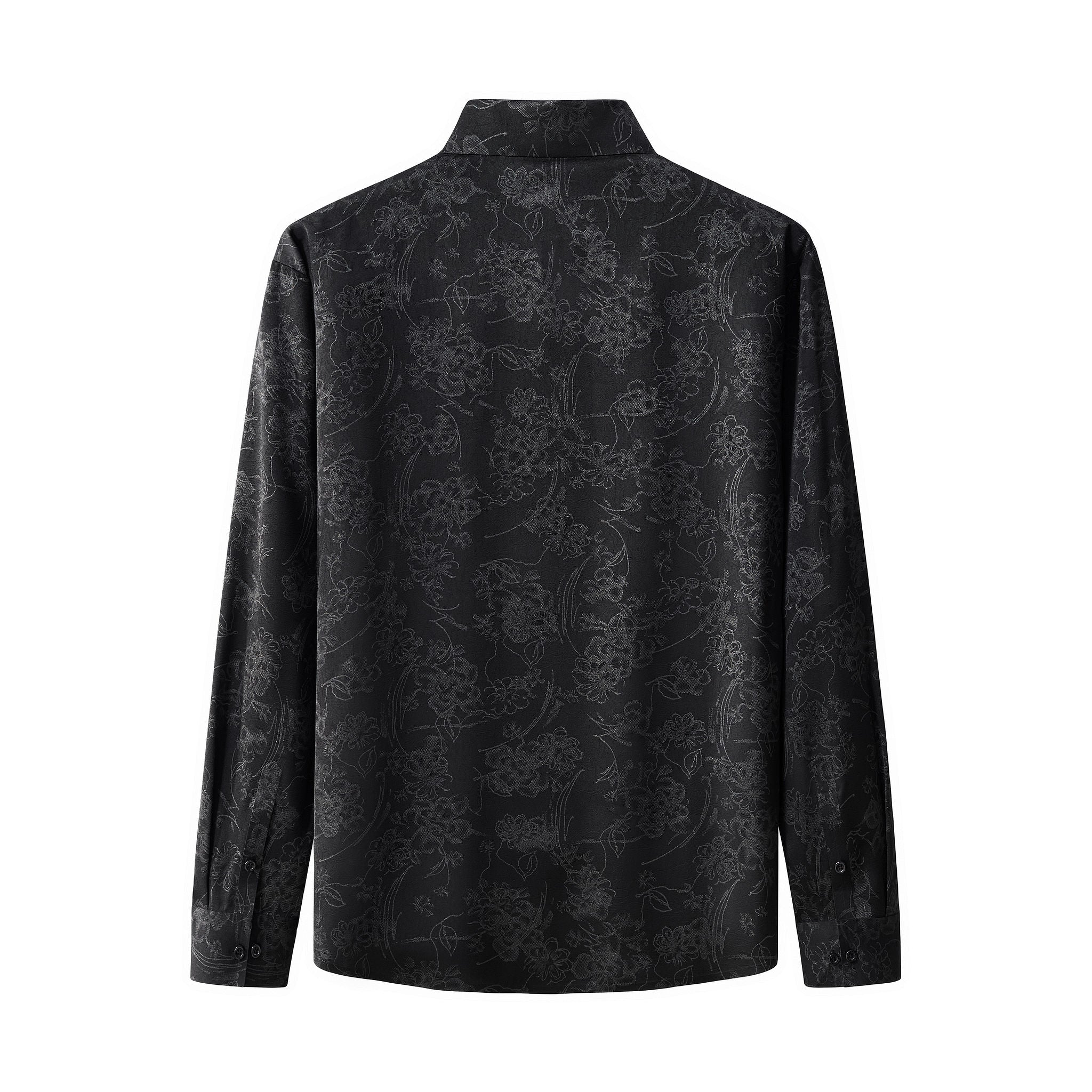 Eminence Floral Jacquard Stitchless LS Shirt BLACK – Franky Fashion