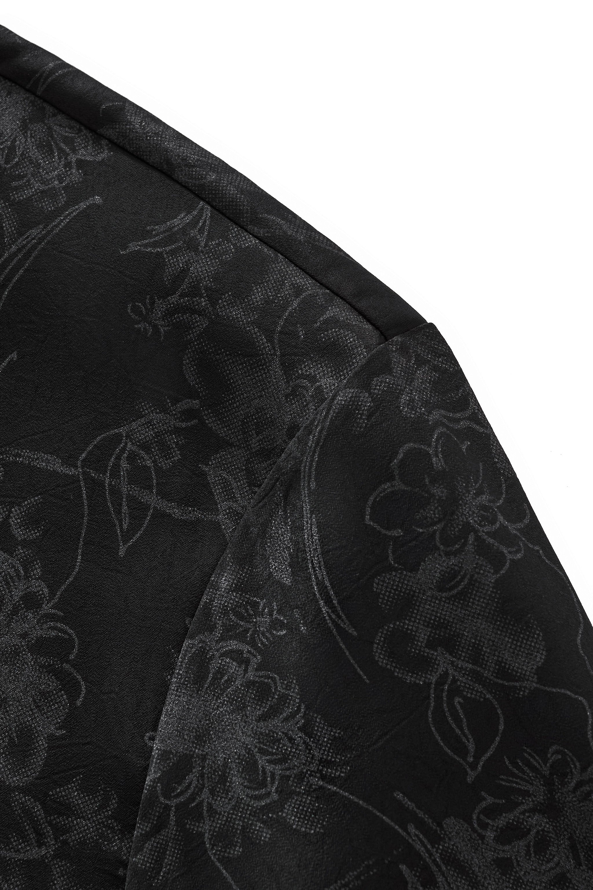 Eminence Floral Jacquard Stitchless LS Shirt BLACK – Franky Fashion