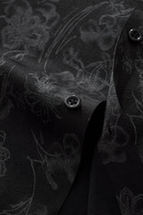 Eminence Floral Jacquard Stitchless LS Shirt BLACK