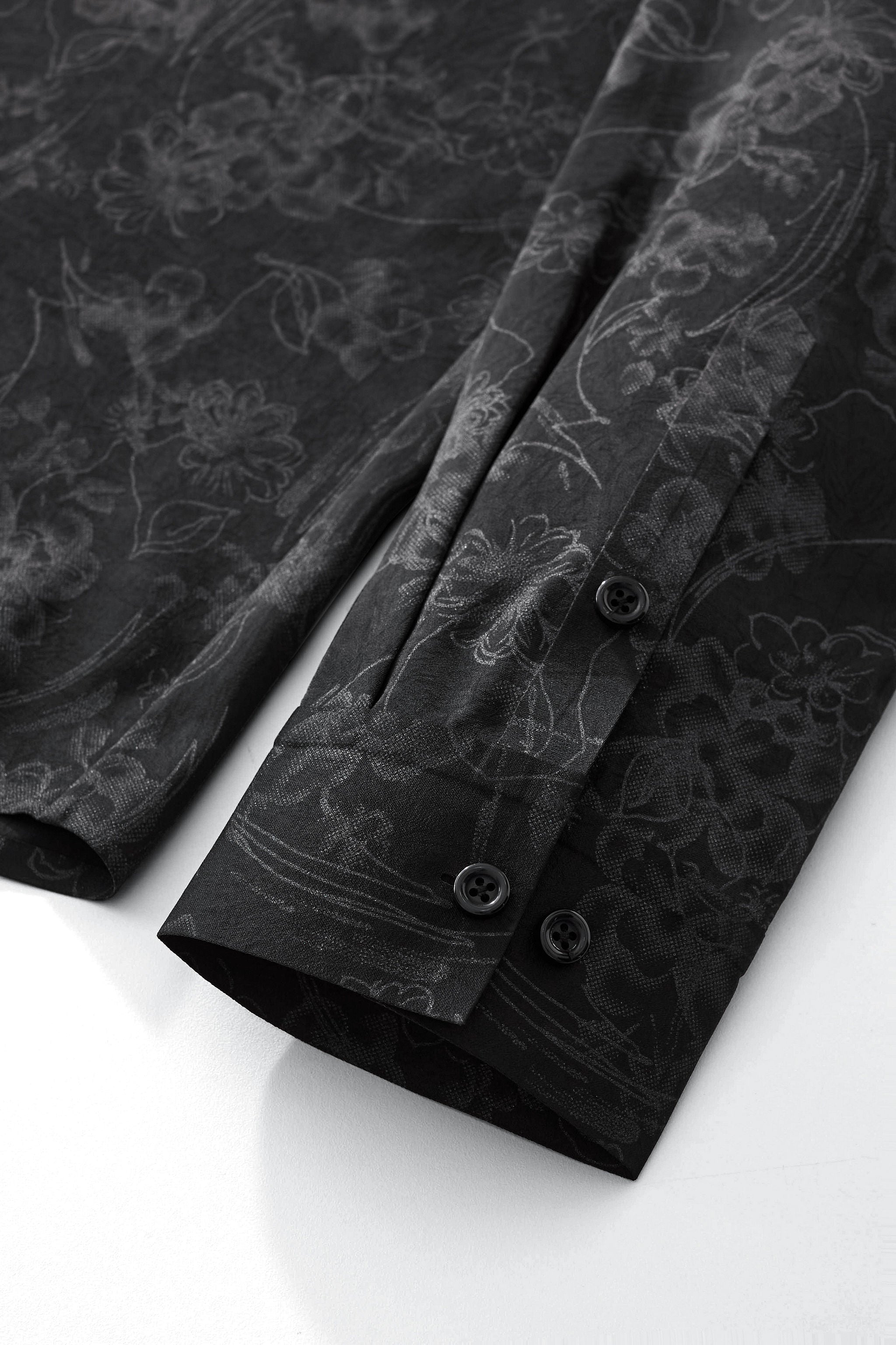 Eminence Floral Jacquard Stitchless LS Shirt BLACK – Franky Fashion