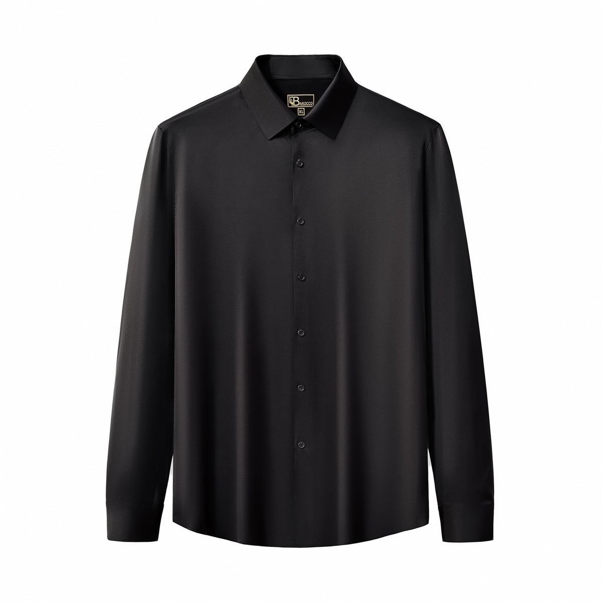 SIGNITURE SATIN STITCHLESS LS Shirt BLACK – Franky Fashion
