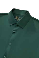 SIGNITURE SATIN STITCHLESS LS Shirt FOREST GREEN