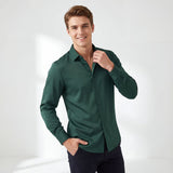 SIGNITURE SATIN STITCHLESS LS Shirt FOREST GREEN