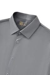 SIGNATURE SATIN STITCHLESS LS Shirt GREY