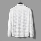 Barocco Optic Tessellation Stitchless Men's Long Sleeve Shirt - Ivory