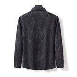 Barocco Shadow Bloom Stitchless Men's Long Sleeve Shirt - Black